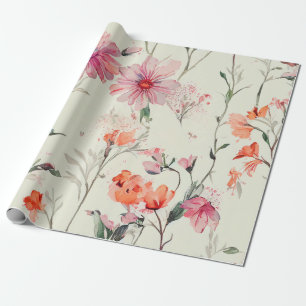 Chic Orange och Rosa Feminin Blommigt Bröllop Presentpapper
