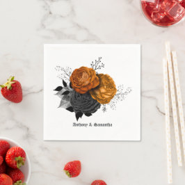 Chic Orange och Svarta Bröllop Elegance Pappersservett