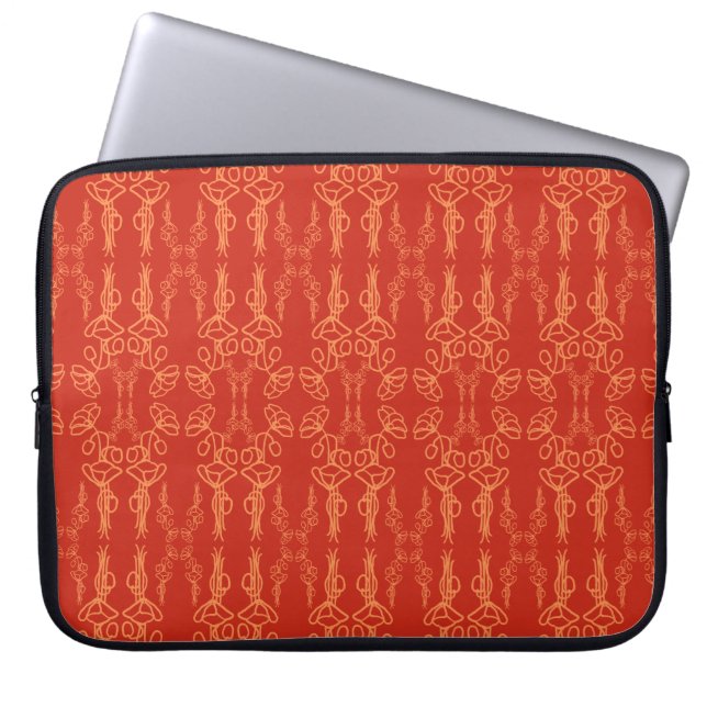 Chic Orange på Red Poppy Outline Laptop sleeve (Framsidan)