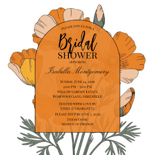 Chic Orange Palett Valnötsblomma Bröllopsdusch Inbjudningar