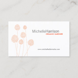 Chic Orange Pom Pom Flowers Visitkort