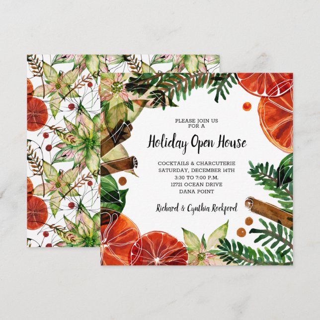 Chic Orange Segment och Inbjudningskort vid jul av (Fram/baksida)