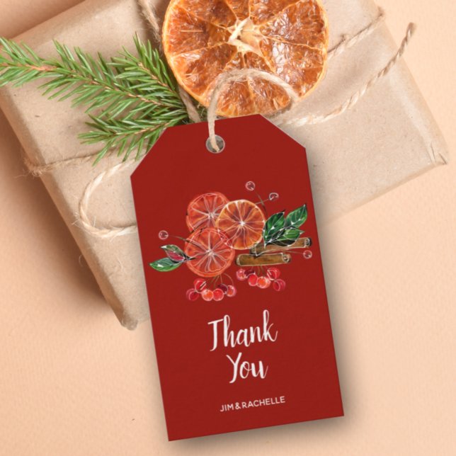 Chic Orange Segment och kanelfästningar hösten Presentetikett (Skapare uppladdad)