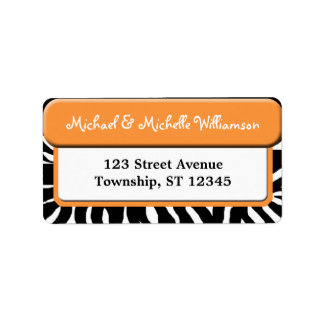 Chic Orange Zebra tryck Adressetiketter