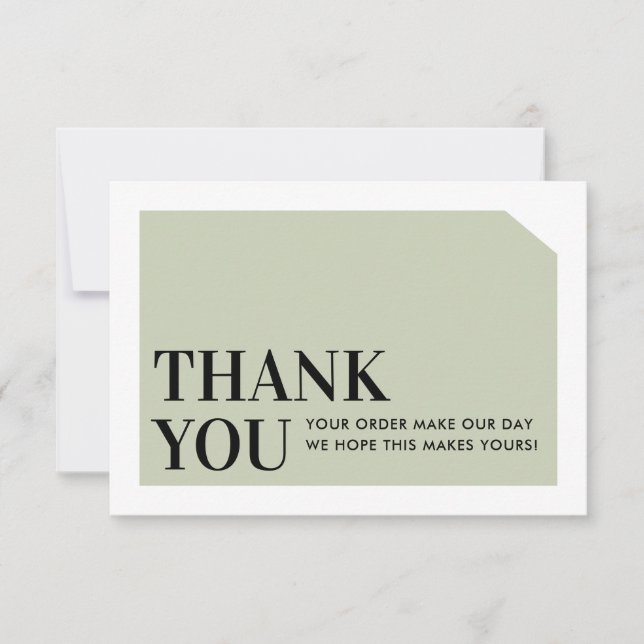 CHIC ORDER INSERT-affärstack som du skickar grönt Tack Kort (Framsida)