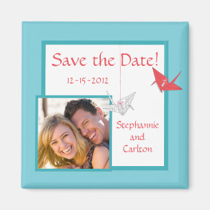 Chic Origami Birds Bröllop Announcement Magnet