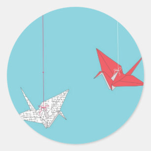 Chic Origami Birds Bröllop kuvert Stickers Runt Klistermärke