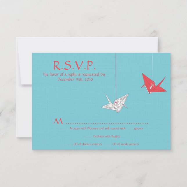 Chic Origami Birds Bröllop OSA Card Inbjudningar (Framsida)