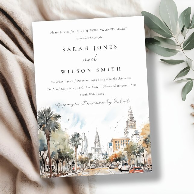 Chic Orlando Florida Skyline Bröllop-årsdagen Inbjudningar (Skapare uppladdad)