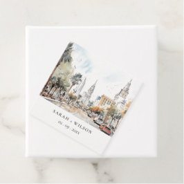 Chic Orlando Florida Skyline Watercolor Bröllop Gåvor Etiketter