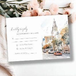 Chic Orlando Florida Skyline Watercolor Bröllop OSA Kort