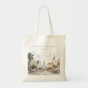 Chic Orlando Florida Skyline Watercolor Bröllop Tygkasse
