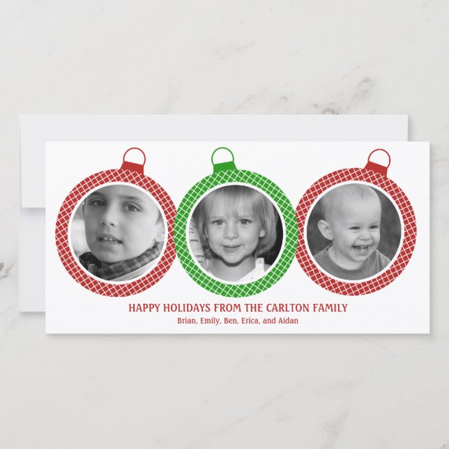 Chic Ornaments-Helgdag fotokort Julkort (Framsida)