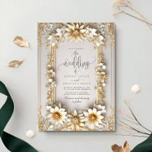 Chic Ornate blommigt Gult Stil Bröllop