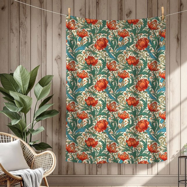 Chic Ornate Botanical Inspired by William Morris Fleecefilt (Chic Ornate Botanical Inspired by William Morris Fleece Blanket)