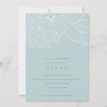 Chic Ornate Paisley Dusky Blue Baby Shower Inbjuda