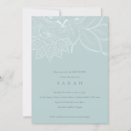 Chic Ornate Paisley Dusky Blue Baby Shower Inbjuda Tack Kort