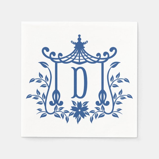 Chic Pagoda Monogram D Napkins Pappersservett (Framsidan)