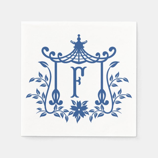 Chic Pagoda Monogram F Napkins Pappersservett (Framsidan)
