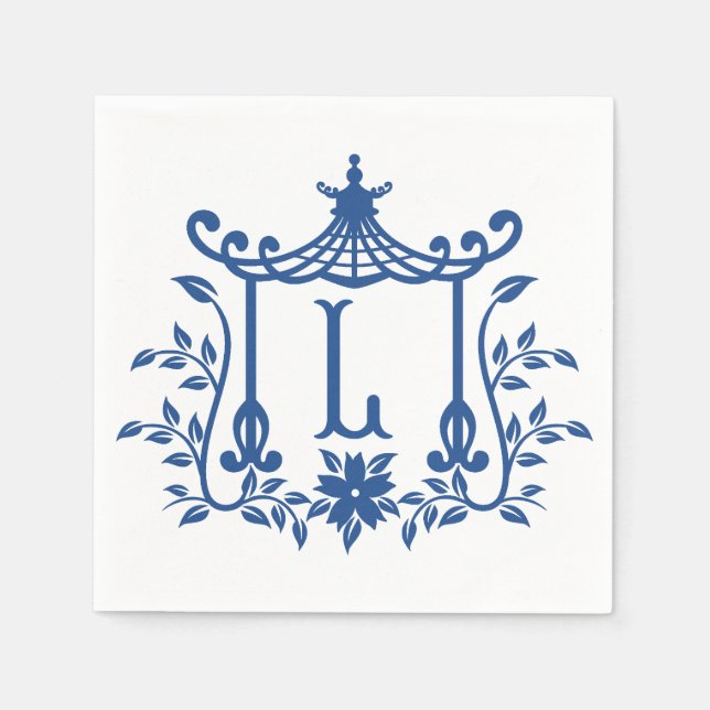 Chic Pagoda Monogram L Napkins Pappersservett (Framsidan)