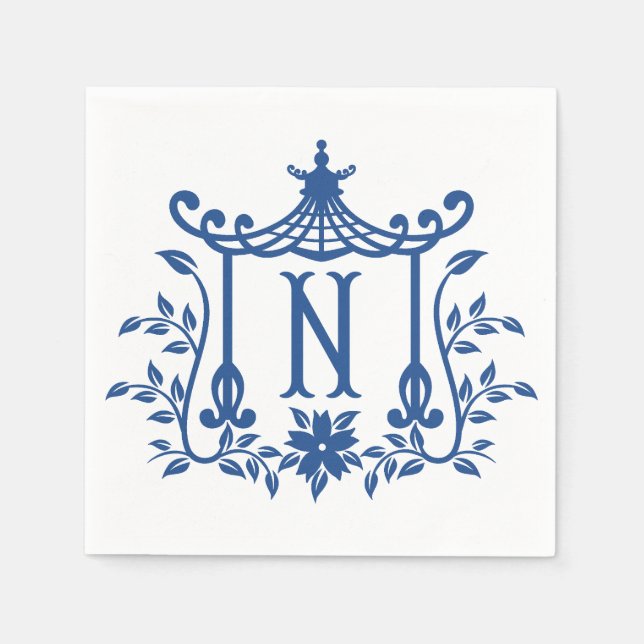 Chic Pagoda Monogram N Napkins Pappersservett (Framsidan)