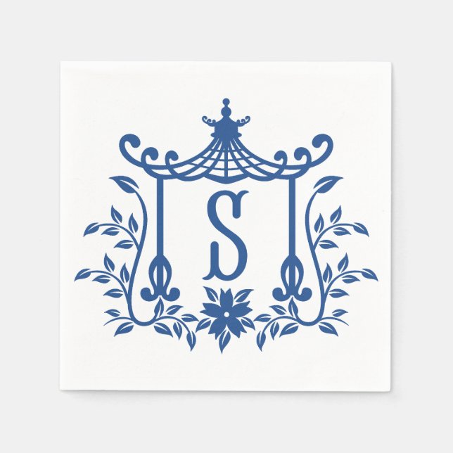 Chic Pagoda Monogram S Napkins Pappersservett (Framsidan)