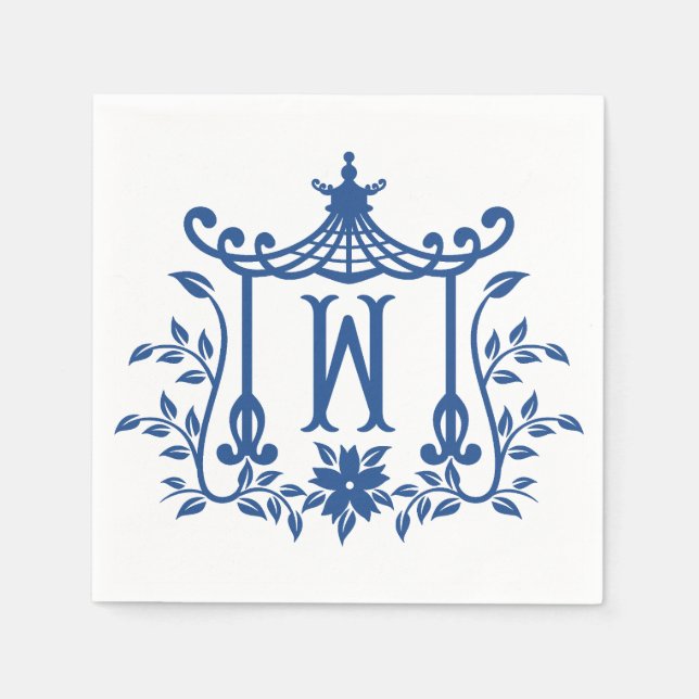 Chic Pagoda Monogram W Napkins Pappersservett (Framsidan)