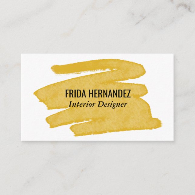 Chic Paint Rand Elegant Mustard Minimal Earthy Visitkort (Framsida)