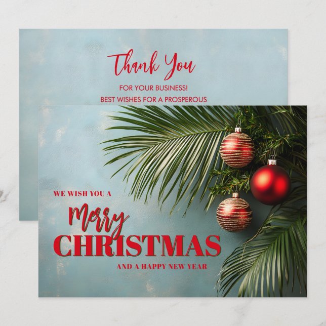Chic Palms and Ornaments Business Logo Christmas Julkort (Fram/baksida)