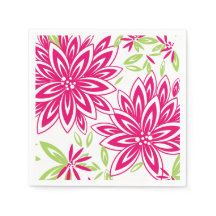 CHIC PAPPERSSERVETT_LOVELY SHOCK ROSA/GRÖNT BLOMMI