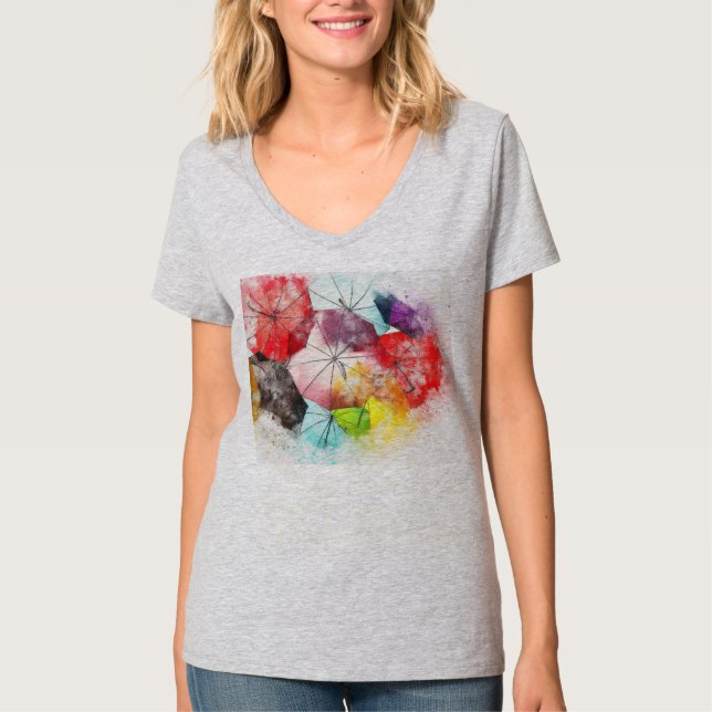 Chic Paraplydesign Kvinnor i T-Shirt (Framsida)
