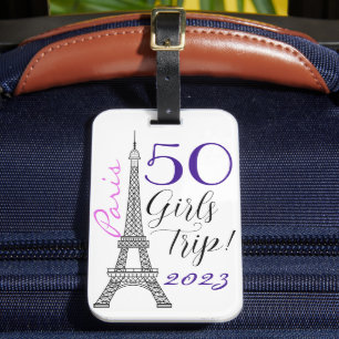 Chic Paris Eiffel Torn 50:e födelsedag Resa Bagagebricka