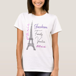 Chic Paris Eiffel Torn Family Vacation T Shirt