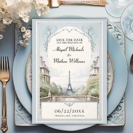 Chic Paris Eiffel Torn Powder Blue Spara datum Datumet
