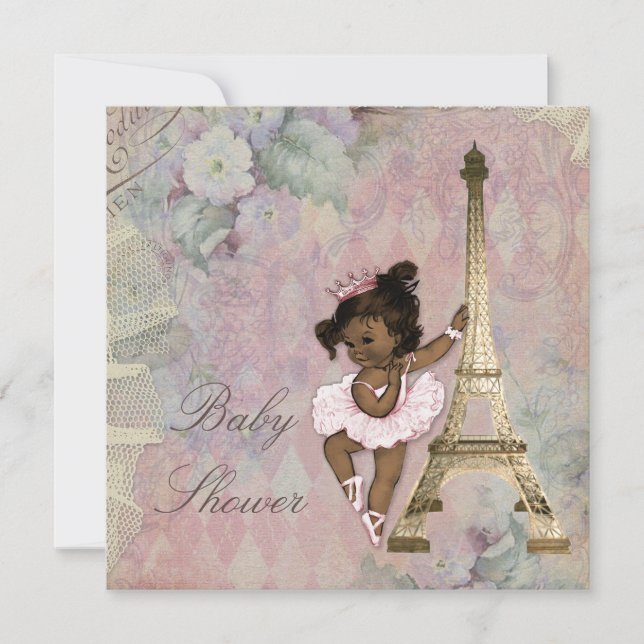 Chic Paris Ethnic Princess Ballerina Baby Shower Inbjudningar (Framsida)