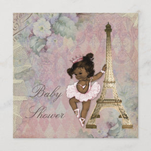 Chic Paris Ethnic Princess Ballerina Baby Shower Inbjudningar