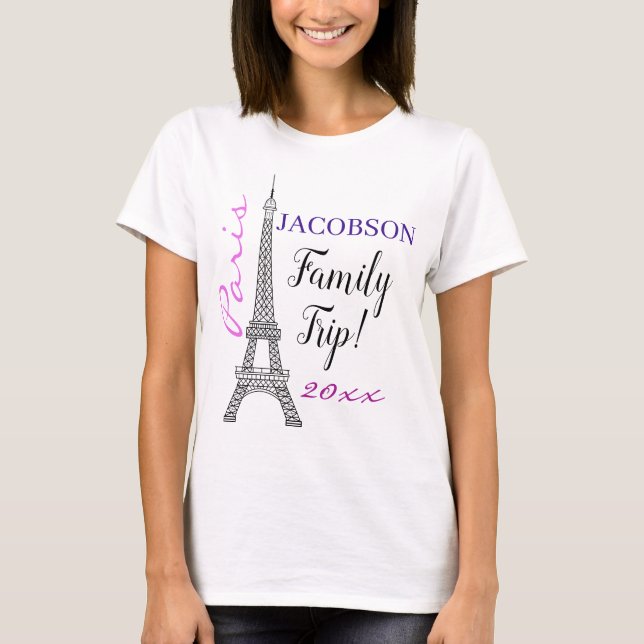 Chic Paris Frankrike Eiffel Torn Familj Resa T Shirt (Framsida)