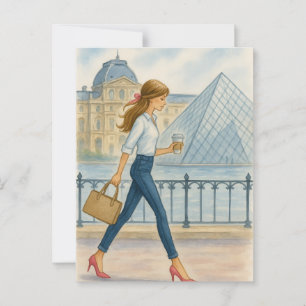Chic Paris Girl av The Louvre Vykort