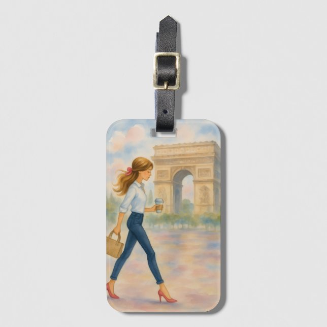 Chic Paris Girl by Arc de Triomphe Bagagebricka (Framsida vertikal)