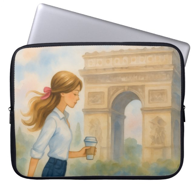 Chic Paris Girl by Arc de Triomphe Laptop Fodral (Framsidan)