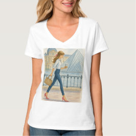 Chic Paris Girl by the Louvre T Shirt