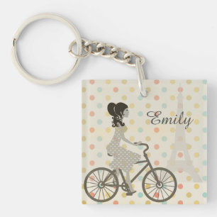 Chic Paris Girl Riding Bike Dotty Personlig