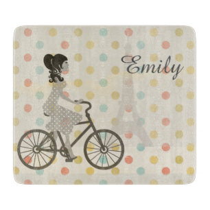 Chic Paris Girl Riding Bike Dotty Personlig
