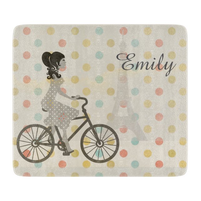 Chic Paris Girl Riding Bike Dotty Personlig (Framsidan)