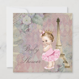 Chic Paris Princess Ballerina Blommigt Baby Shower Inbjudningar