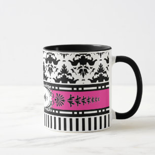 Chic Paris Rand och Damask Lägg till ditt namn Mugg