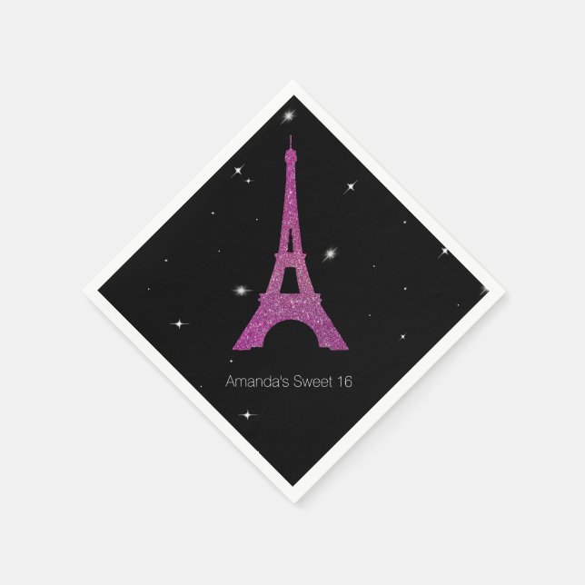 Chic Paris Theme Sweet 16 Birthday Napkins Pappersservett (Hörn)