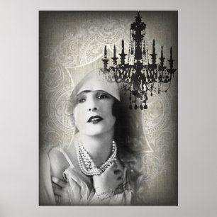 Chic Paris Vintage Chandelier underbar gatuadress  Poster