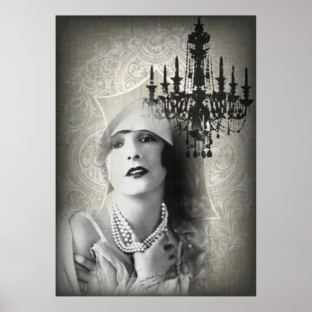 Chic Paris Vintage Chandelier underbar gatuadress  Poster (Framsidan)