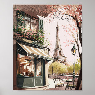Chic Parisian Cafe Eiffel Torn Paris Frankrike Sho Poster